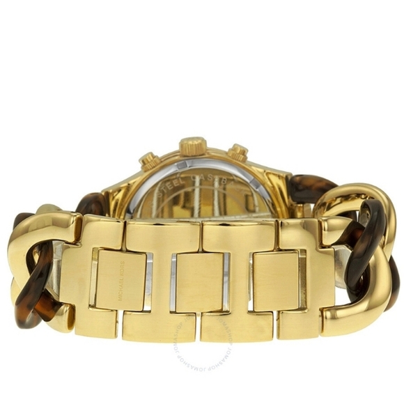 NWT Michael Kors Chain Link Acrylic Gold-Tone Tortoise Shell Ladies Watch MK4222 - Picture 3 of 9